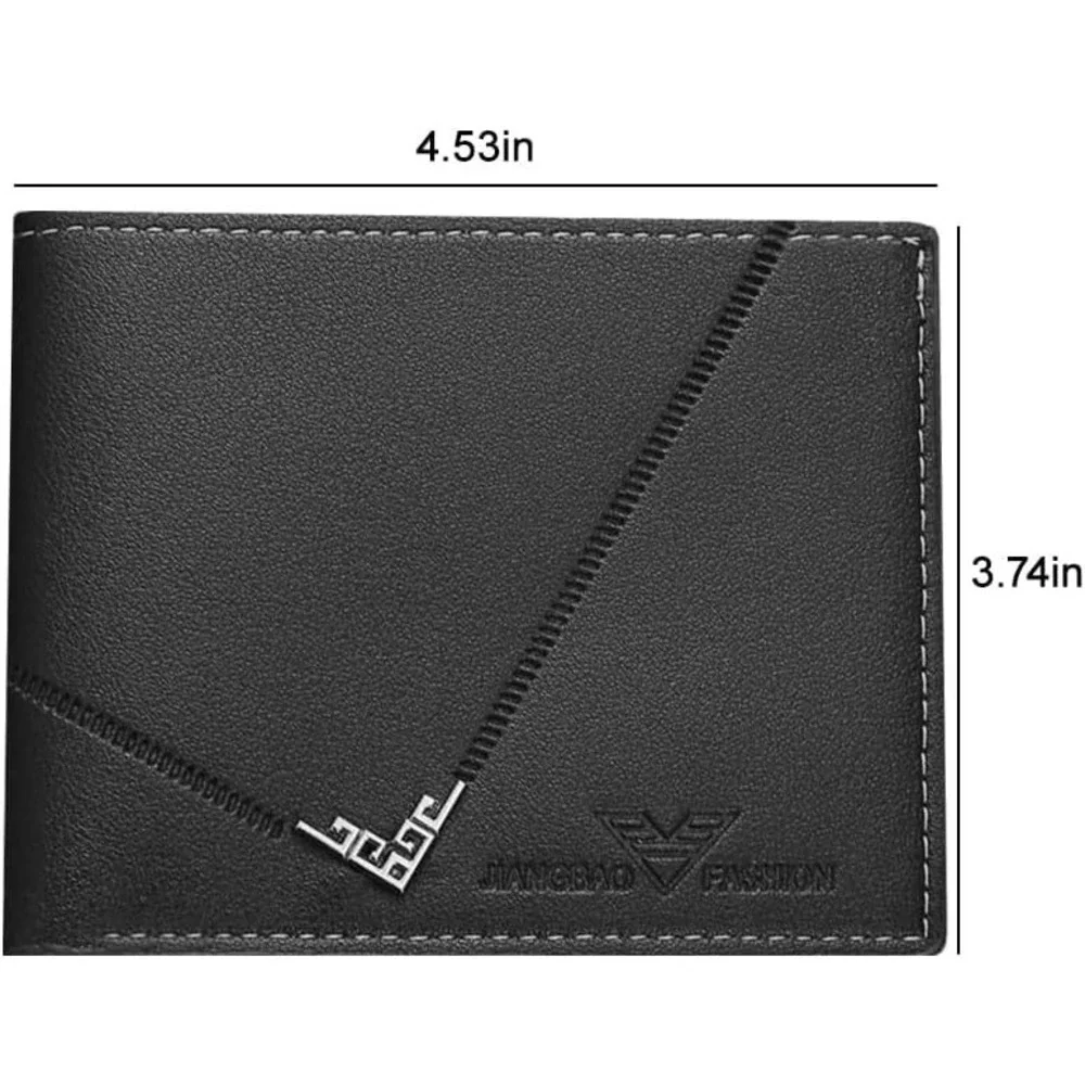 Fashion Mens Black Bifold Wallet Faux Leather Slim ID Window Card Case
